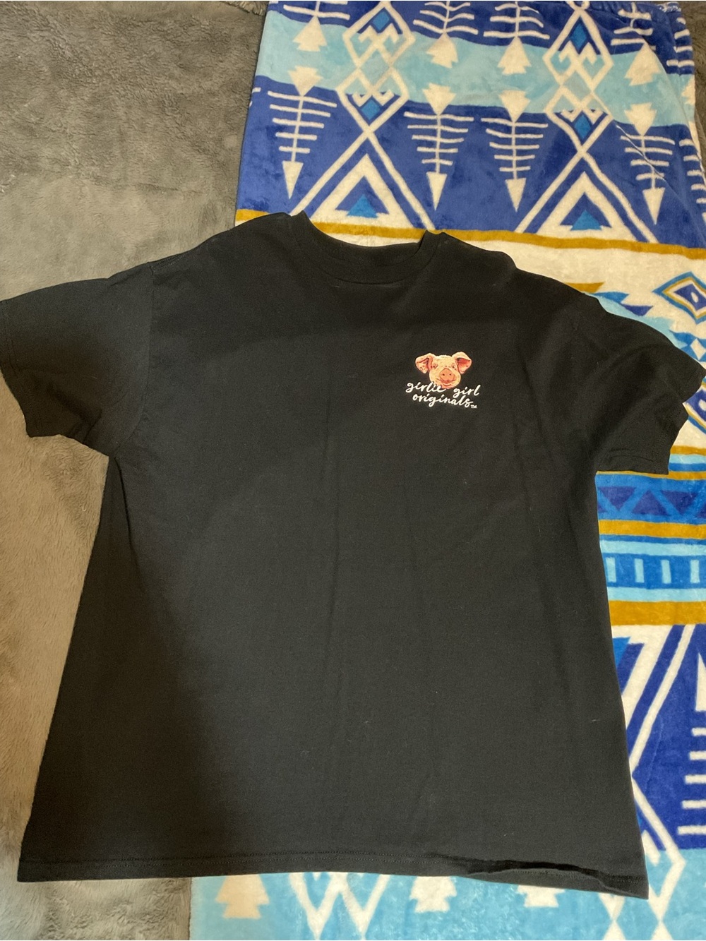 Black Short-Sleeve Graphic Tee with Small Chest Logo